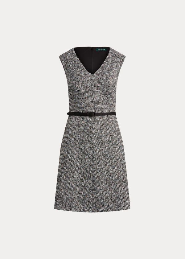 Women's Ralph Lauren Belted Tweed Dresses | 631895WPS